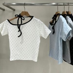 波點斜肩T-shirt
